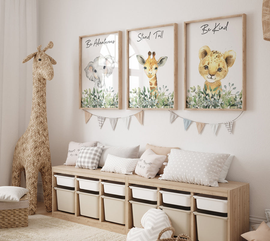 Safari Jungle Animal Nursery Wall Art, Neutral Baby Room Decor, Jungle Animal Print, Safari Nursery Wall Art, Boho Jungle Nursery Print
