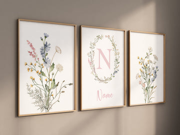 Boho Nursery wall art, Wildflower Nursery Decor, Floral Nursery, Girl Nursery Decor, vintage flower nursery, Botanical Print, home decor