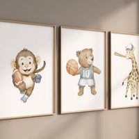Baby Animals Sports Nursery Decor: Safari Theme Print