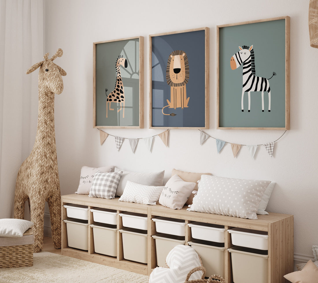 Safari Nursery Wall Prints, Boho Nursery Prints, jungle animals, Sage Green Nursery Art, animal Nursery Decor, animal prints