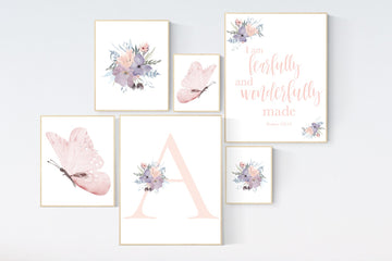 Canvas Listing: Purple flower nursery decor, Nursery decor girl, purple blush, nursery decor girl flower, lilac and blush, lilac nursery