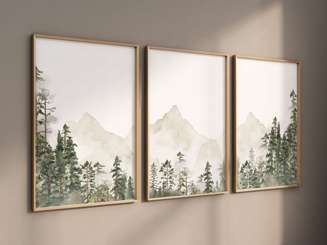 Mountain wall art, forest mountain prints, landscape prints, woodland prints, forest wall art, nursery decor, nature wall art, baby room