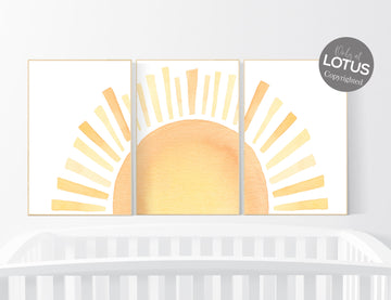 Boho Sunshine print, Boho setting sun, Nursery Wall art print, Boho wall art set , Gender Neutral Kids wall art, Sunshine decor