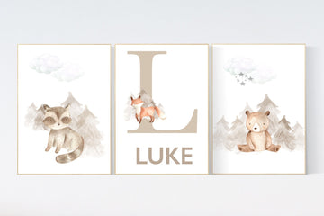 Nursery decor woodland, Woodland Nursery Wall Art, Woodland Print Set, animal prints, Woodland Animal Prints, gender neutral nursery
