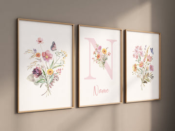 Boho Nursery wall art, Wildflower Nursery Decor, Floral Nursery, Girl Nursery Decor, vintage flower nursery, Botanical Print, home decor