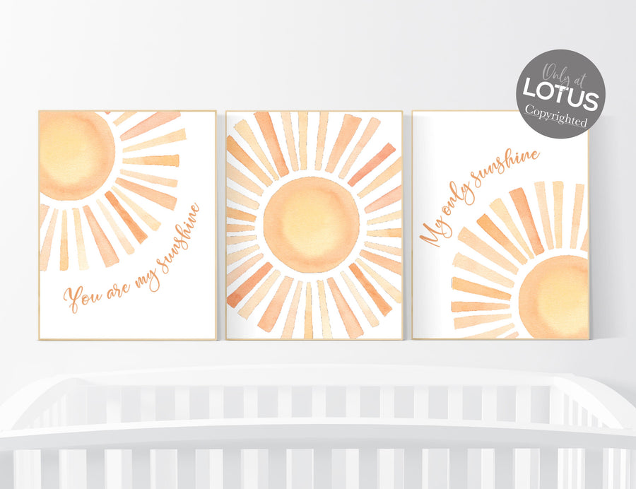 Boho sunshine nursery, Sunshine print, sun nursery, Nursery Wall art print, Boho wall art set , Gender Neutral Kids wall art, Sunshine decor