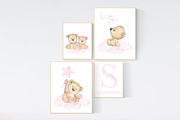 Bear nursery decor for girls, nursery decor girl, girl nursery decor, Nursery decor bear, nursery wall art girl teddy bear print for nursery