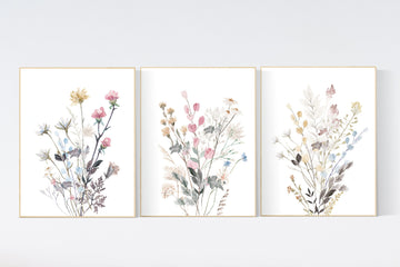 Boho Nursery wall art, Wildflower Nursery Decor, Floral Nursery, Girl Nursery Decor, vintage flower nursery, Botanical Print, home decor
