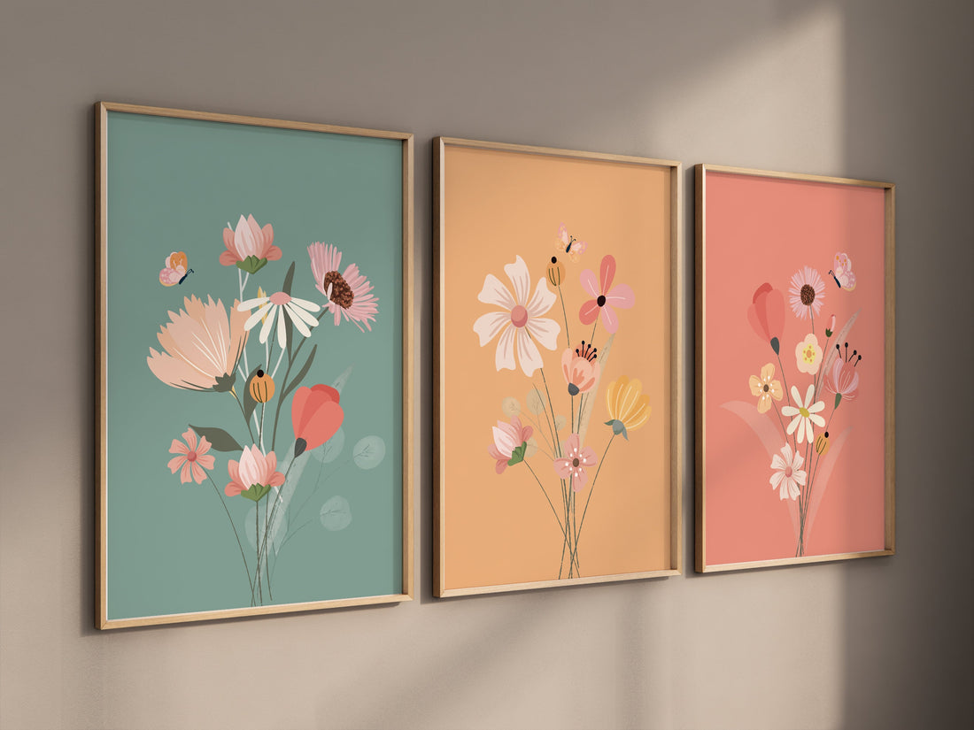 Boho Nursery wall art, Wildflower Nursery Decor, Floral Nursery, Girl Nursery Decor, vintage flower nursery, Botanical Print, home decor