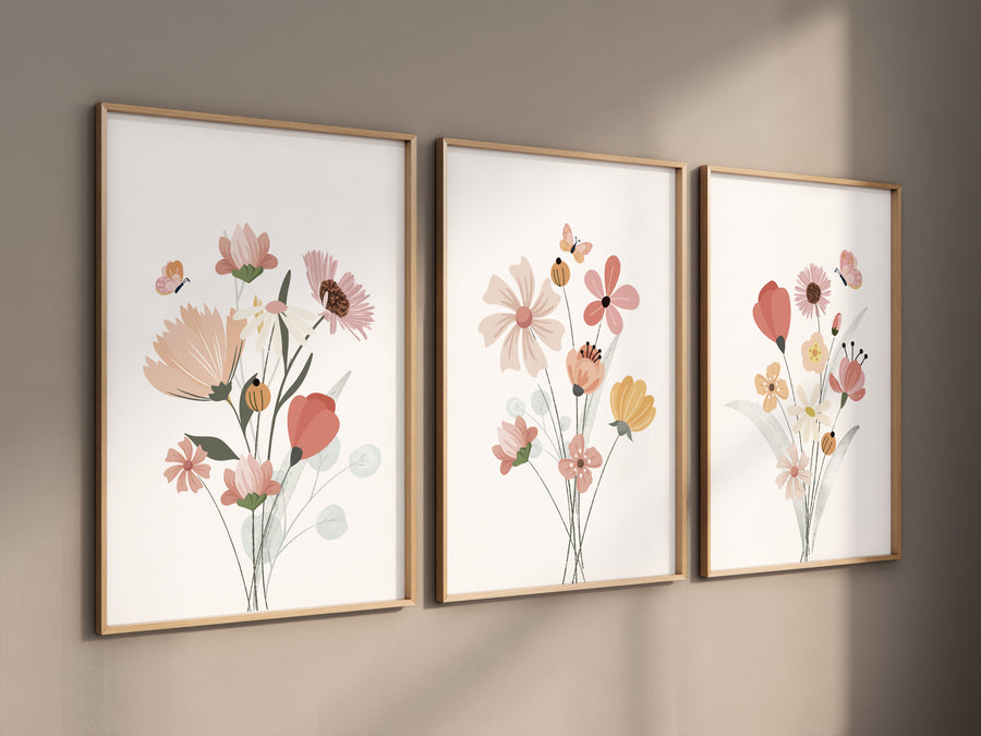 Boho Nursery wall art, Wildflower Nursery Decor, Floral Nursery, Girl Nursery Decor, vintage flower nursery, Botanical Print, home decor