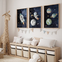 Space Nursery Prints, Nursery Decor Space Boy, boys room decor, Space Nursery Wall Art Set, Nursery Wall Art Space, Astronaut Prints