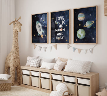 Space Nursery Wall Art Set, Nursery Wall Art Space, Space Nursery Prints, Nursery Decor Space Boy, boys room decor, boys room decor