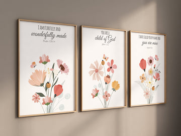 Boho Nursery wall art, Wildflower Nursery Decor, Floral Nursery, Girl Nursery Decor, vintage flower nursery, bible verse, christian wall art