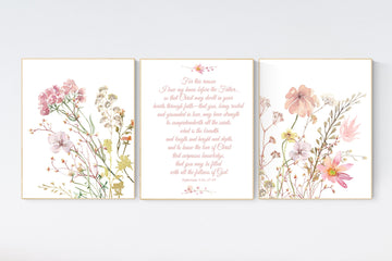Boho Nursery wall art, Wildflower Nursery Decor, Floral Nursery, Girl Nursery Decor, vintage flower nursery, hold her a little longer quote