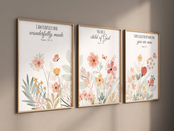 Boho Nursery wall art, Wildflower Nursery Decor, Floral Nursery, Girl Nursery Decor, vintage flower nursery, bible verse, christian wall art