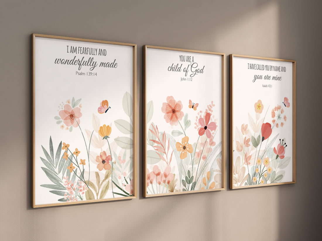 Wildflower Nursery Print: Boho Floral Decor, Bible Verse Art