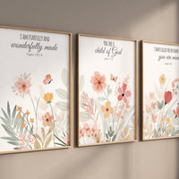 Wildflower Nursery Print: Boho Floral Decor, Bible Verse Art