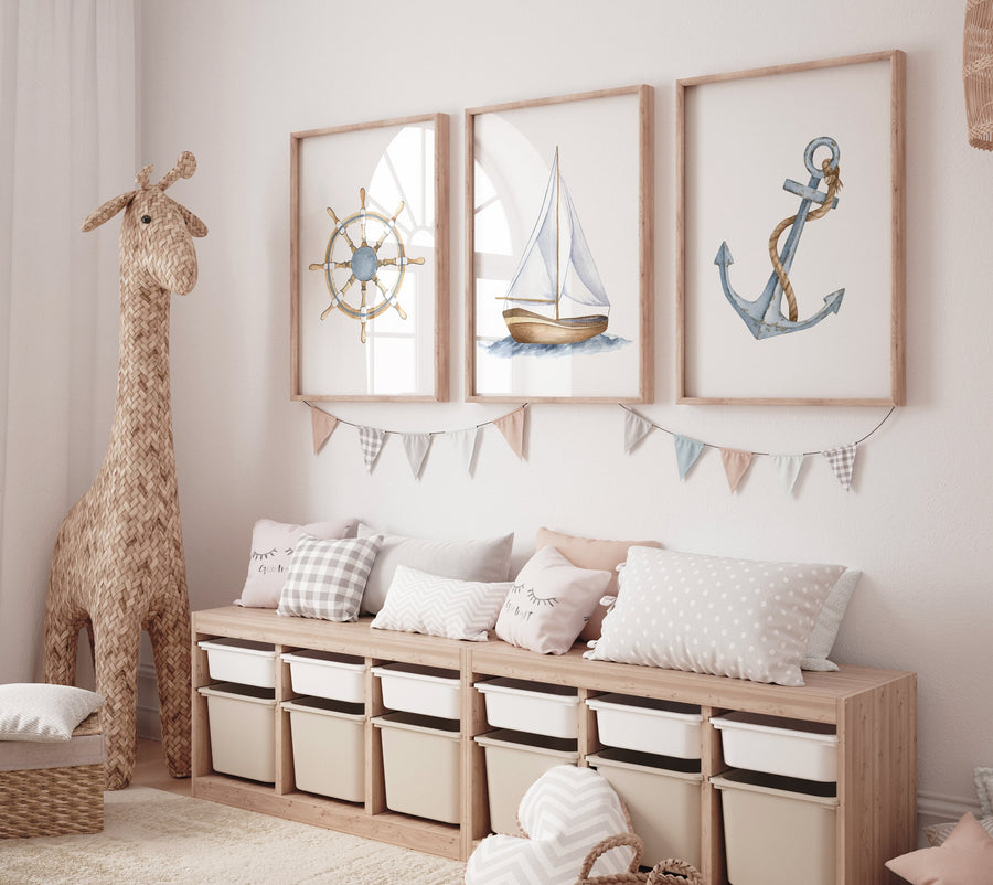 Nautical nursery, marine nursery, sea themed, sea wall art, under the sea nursery, gender neutral nursery, ocean nursery, Nautical prints