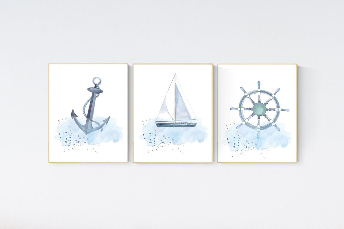 Ocean nursery decor, Nautical nursery print set, under the sea nursery, gender neutral nursery, ocean, nautical, Under the sea wall art