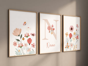Boho Nursery wall art, Wildflower Nursery Decor, Floral Nursery, Girl Nursery Decor, vintage flower nursery, Botanical Print, home decor