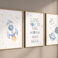Space Nursery Wall Art Set, Nursery Wall Art Space, Space Nursery Prints, Nursery Decor Space Boy, boys room decor, boys room decor