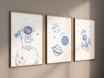 Space Nursery Prints, Nursery Decor Space Boy, boys room decor, Space Nursery Wall Art Set, Nursery Wall Art Space, Astronaut Prints
