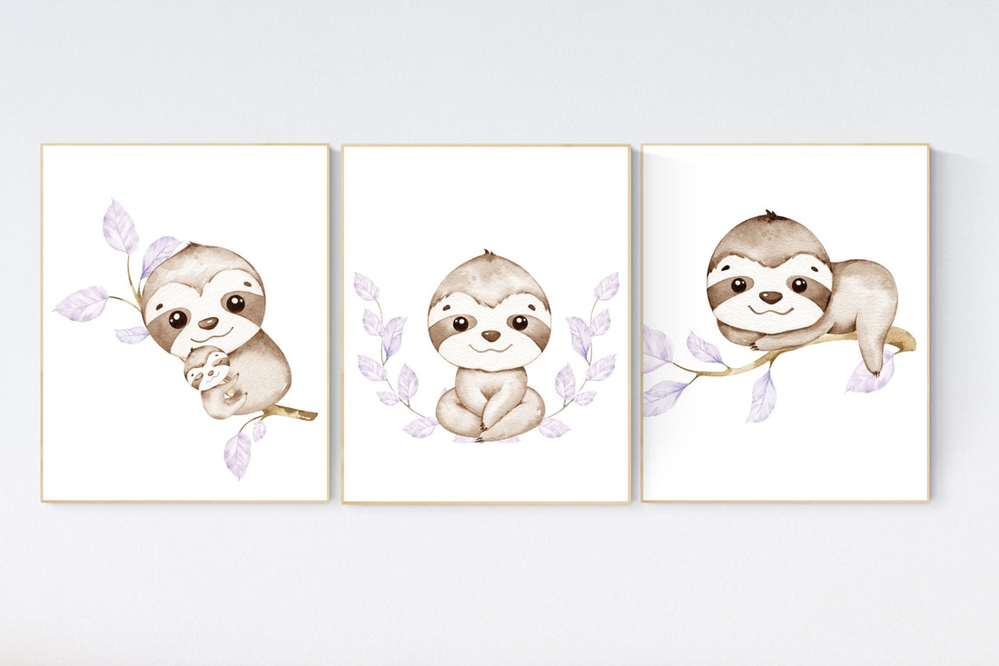 Sloth nursery decor, gender neutral, sloth prints, nursery wall art, nursery prints animals, nursery decor boy, nursery decor girl