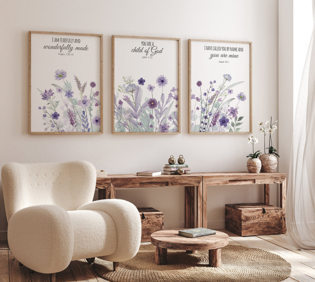 Nursery Art // Violet Nursery Art Decor // popular Purple Nursery Wall Art // Set 3 8x10 and 3 5x7 Nursery Art Prints // Lavender Baby Nursery Art