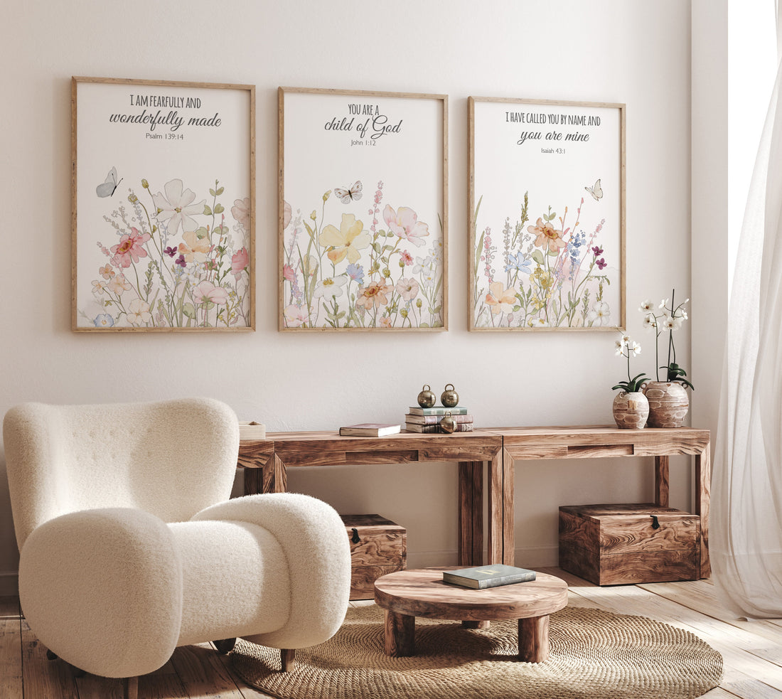 Boho Nursery wall art, Wildflower Nursery Decor, Floral Nursery, Girl Nursery Decor, vintage flower nursery, bible verse, christian wall art
