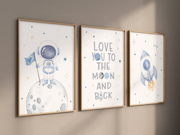 Space Nursery Prints, Nursery Decor Space Boy, boys room decor, Space Nursery Wall Art Set, Nursery Wall Art Space, Astronaut Prints