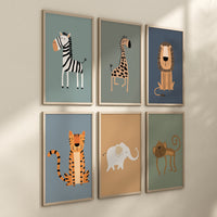 Safari Nursery Wall Prints, Boho Nursery Prints, jungle animals, Sage Green Nursery Art, animal Nursery Decor, animal prints