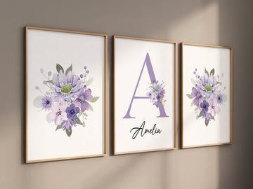 Purple flower nursery decor, Nursery decor girl purple, nursery decor girl flower, lavender nursery, lilac nursery, girls room decor purple