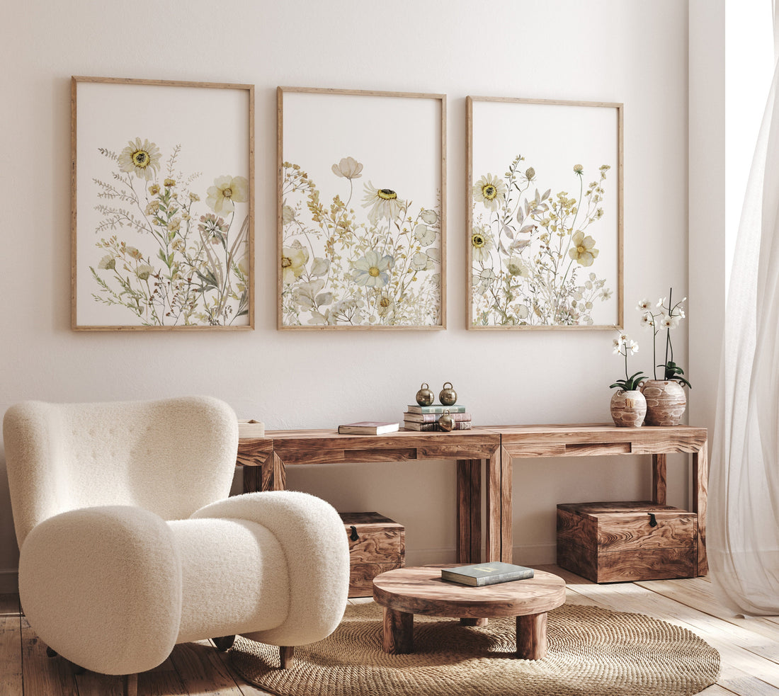 Boho Nursery wall art, Wildflower Nursery Decor, Floral Nursery, neutral colors, vintage flower, Botanical Print, home decor, cream decor