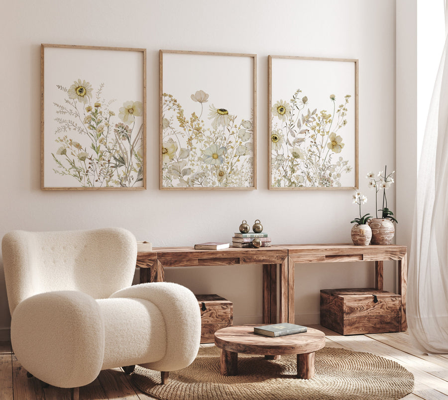 Boho Nursery wall art, Wildflower Nursery Decor, Floral Nursery, neutral colors, vintage flower, Botanical Print, home decor, cream decor