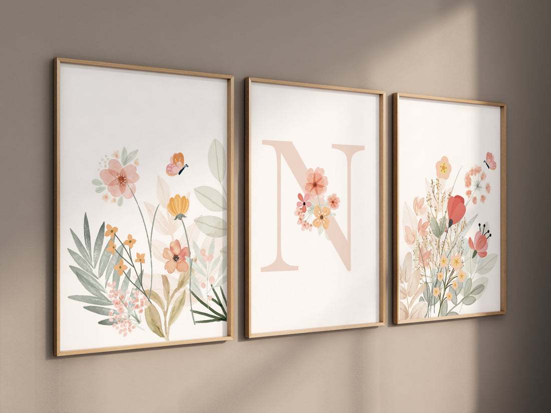 Boho Nursery wall art, Wildflower Nursery Decor, Floral Nursery, Girl Nursery Decor, vintage flower nursery, Botanical Print, home decor