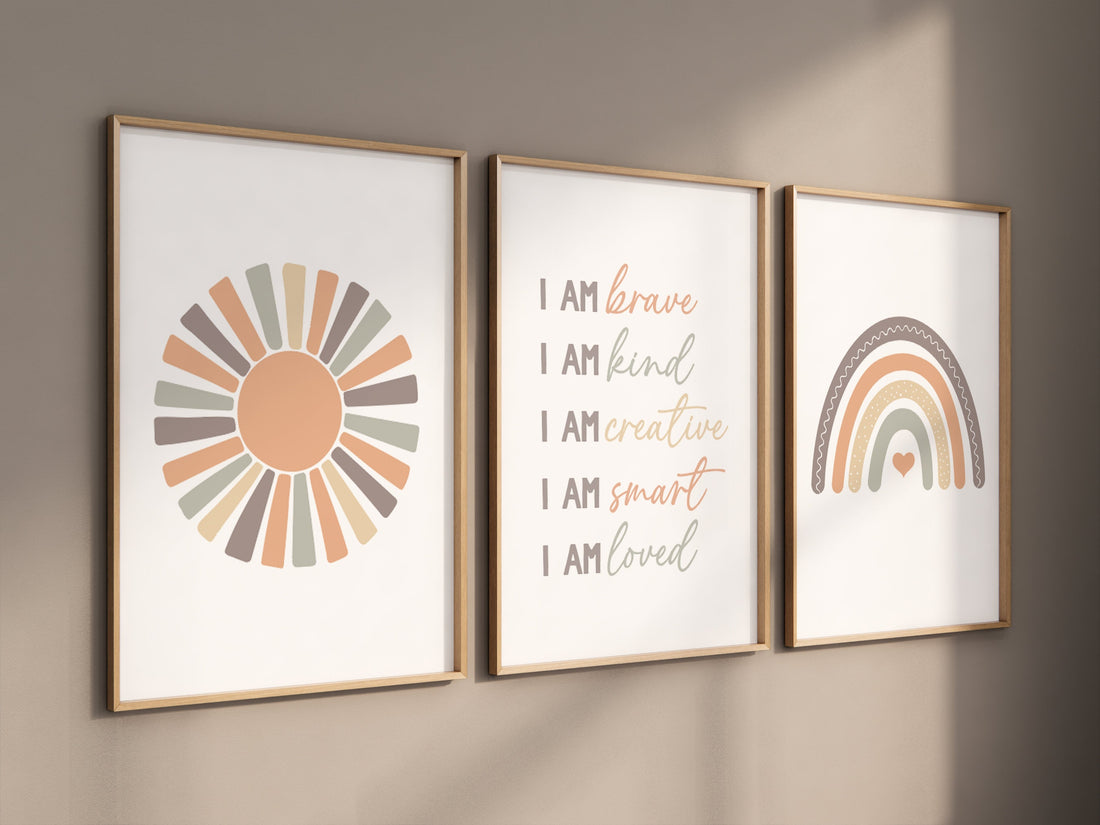 Nursery decor rainbow, neutral Rainbow Wall Art, rainbow Print Set, Cloud Rainbow Sun, Rainbow Wall Art, gender neutral, Watercolor Rainbow