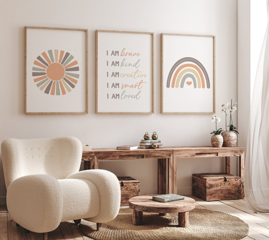 Nursery decor rainbow, neutral Rainbow Wall Art, rainbow Print Set, Cloud Rainbow Sun, Rainbow Wall Art, gender neutral, Watercolor Rainbow