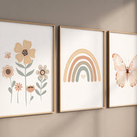 Rainbow nursery, gender neutral, butterfly nursery, earth colors, flower nursery, rainbow prints, heart print, neutral colors, baby room