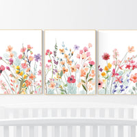 Watercolor Wildflower Nursery Print: Boho Floral Wall Art