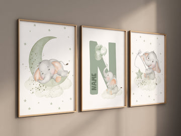 Elephant nursery, Sage green nursery, sage nursery, gender neutral, elephant print, nursery wall art, green nursery, baby room wall art