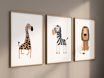 Safari Nursery Wall Prints, Boho Nursery Prints, jungle animals, earth colors, Nursery Art, animal Nursery Decor, animal prints