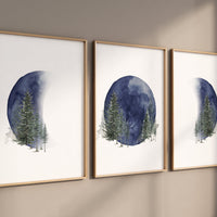 Moon nursery decor, moon print, navy blue nursery, sage nursery, full moon print, gender neutral, woodland nursery, moon nursery