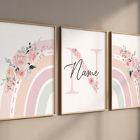 Rainbow nursery, girl nursery, floral nursery, name print, Girl Nursery Decor, rainbow wall art, nursery prints, girls room decor