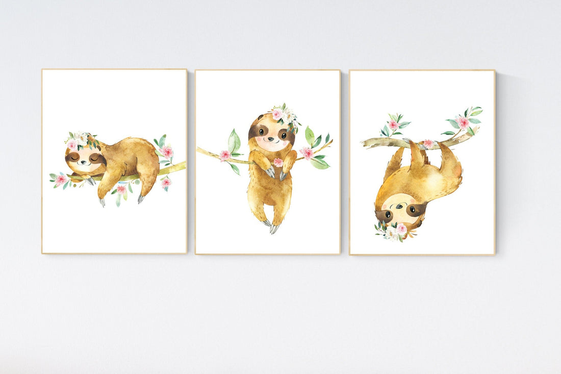 Sloth nursery decor, gender neutral, sloth prints, nursery wall art, nursery prints animals, nursery decor boy, nursery decor girl