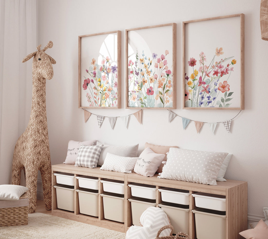 Watercolor Wildflower Nursery Print: Boho Floral Wall Art