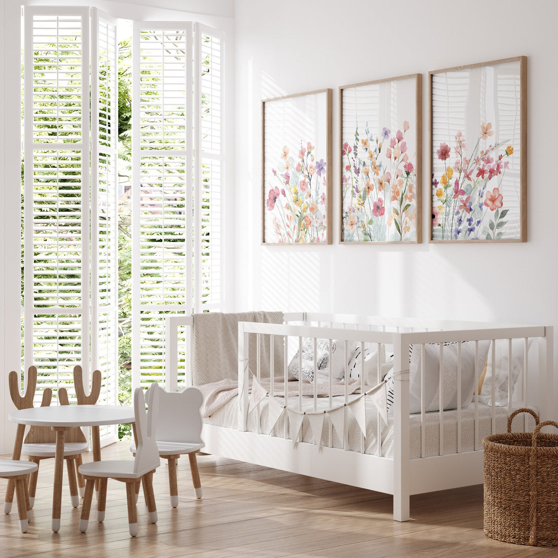 Watercolor Wildflower Nursery Print: Boho Floral Wall Art