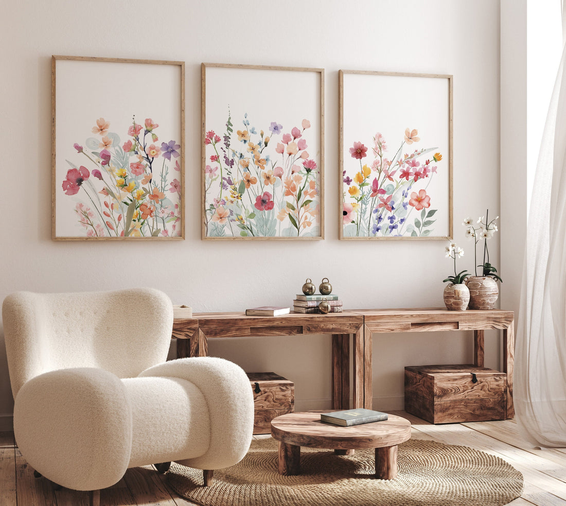Watercolor Wildflower Nursery Print: Boho Floral Wall Art