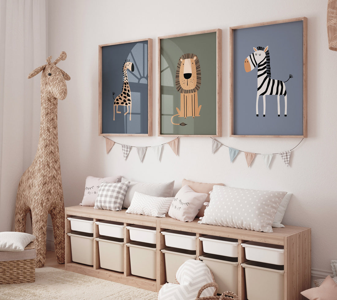 Safari Nursery Wall Prints, Boho Nursery Prints, jungle animals, Sage Green Nursery Art, animal Nursery Decor, animal prints