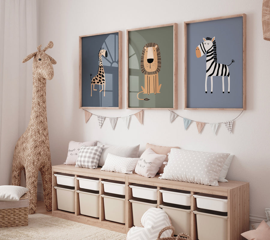 Safari Nursery Wall Prints, Boho Nursery Prints, jungle animals, Sage Green Nursery Art, animal Nursery Decor, animal prints