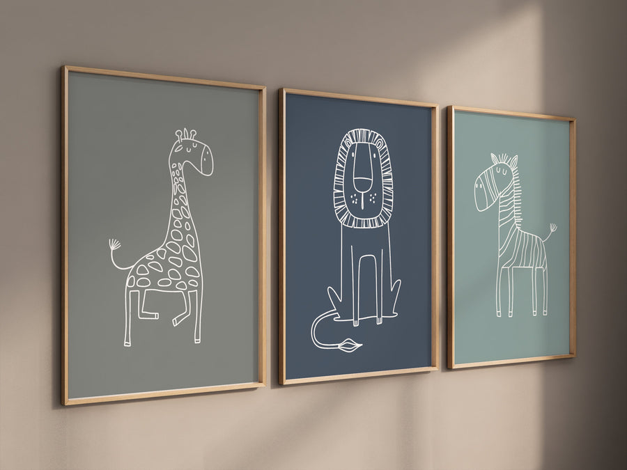 Safari Nursery Wall Prints, Boho Nursery Prints, jungle animals, Sage Green Nursery Art, animal Nursery Decor, animal prints